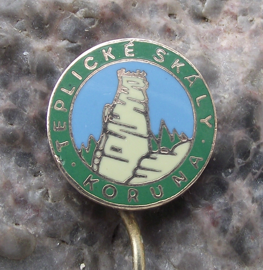 Vintage Teplice Skalní Koruna Slovakia Rock Climbing Formations Pin Badge