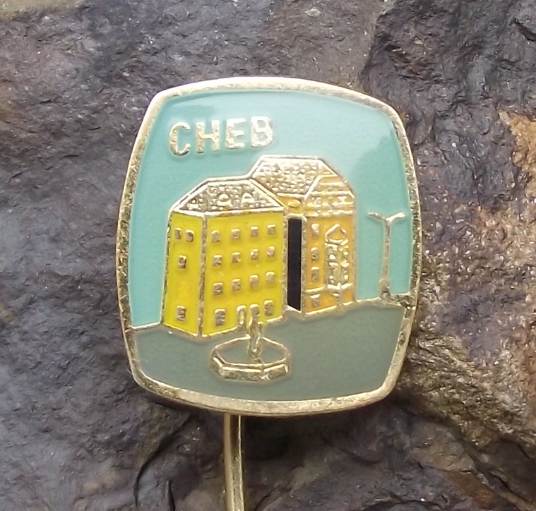 Vintage Cheb Eger Town Square Fountain George of Poděbrady Statue Pin Badge