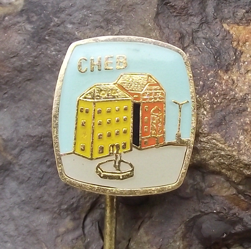 Vintage Cheb Eger Town Square Fountain George of Poděbrady Statue Pin Badge