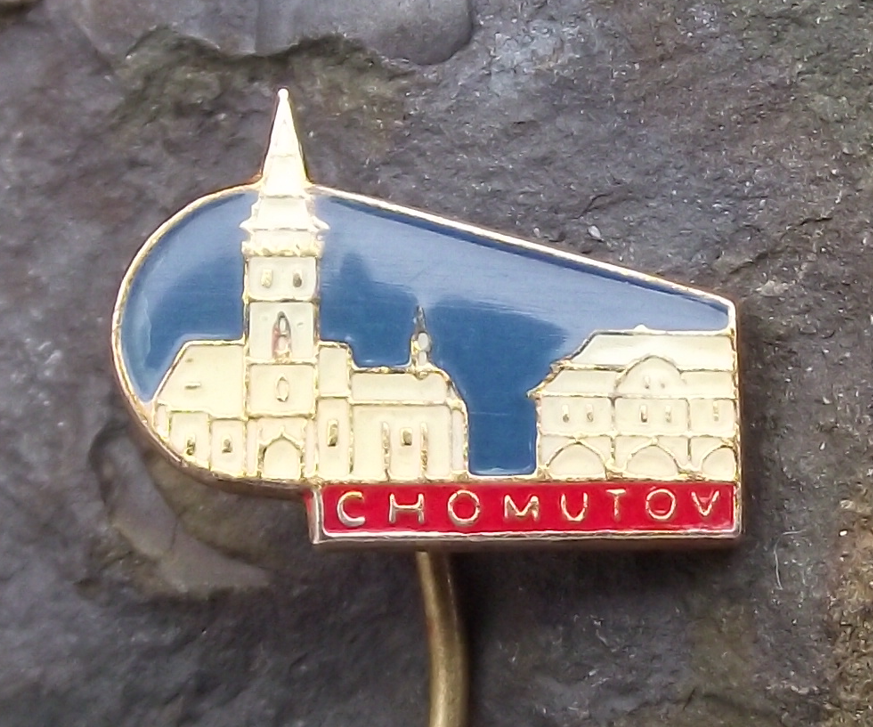 Vintage Chomutov City Hall and Church of St Catherine Pin Badge