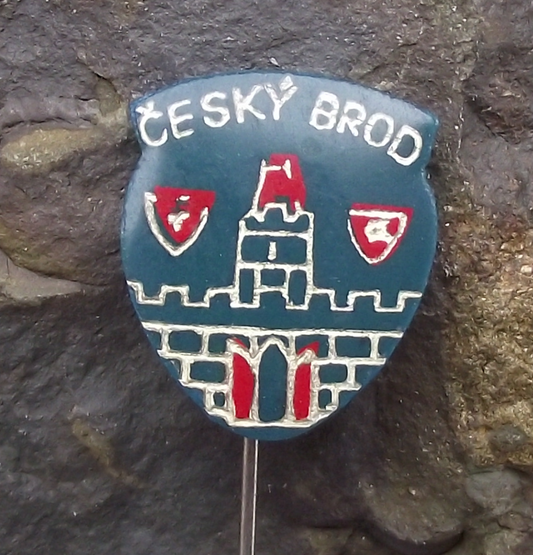 Vintage Český Brod Czech Town Coat of Arms Heraldic Crest Pin Badge