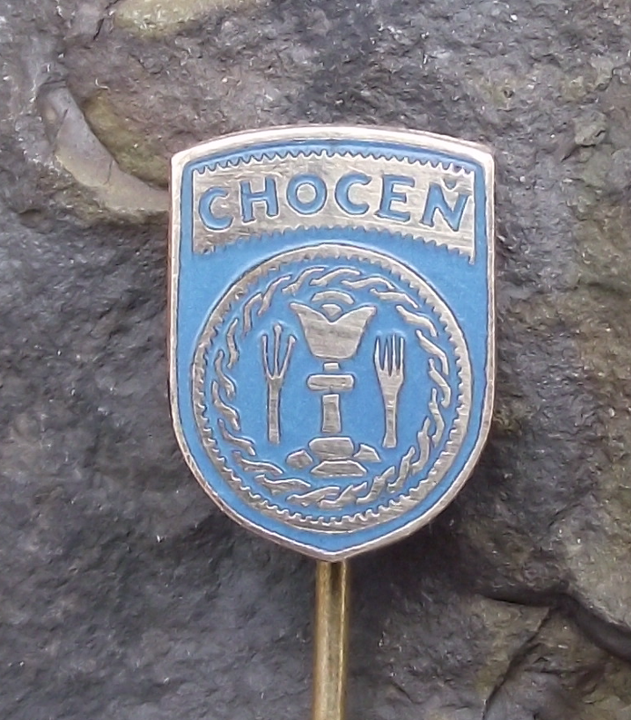 Vintage Choceň Czech Town Coat of Arms Holy Grail Herald Pin Badge