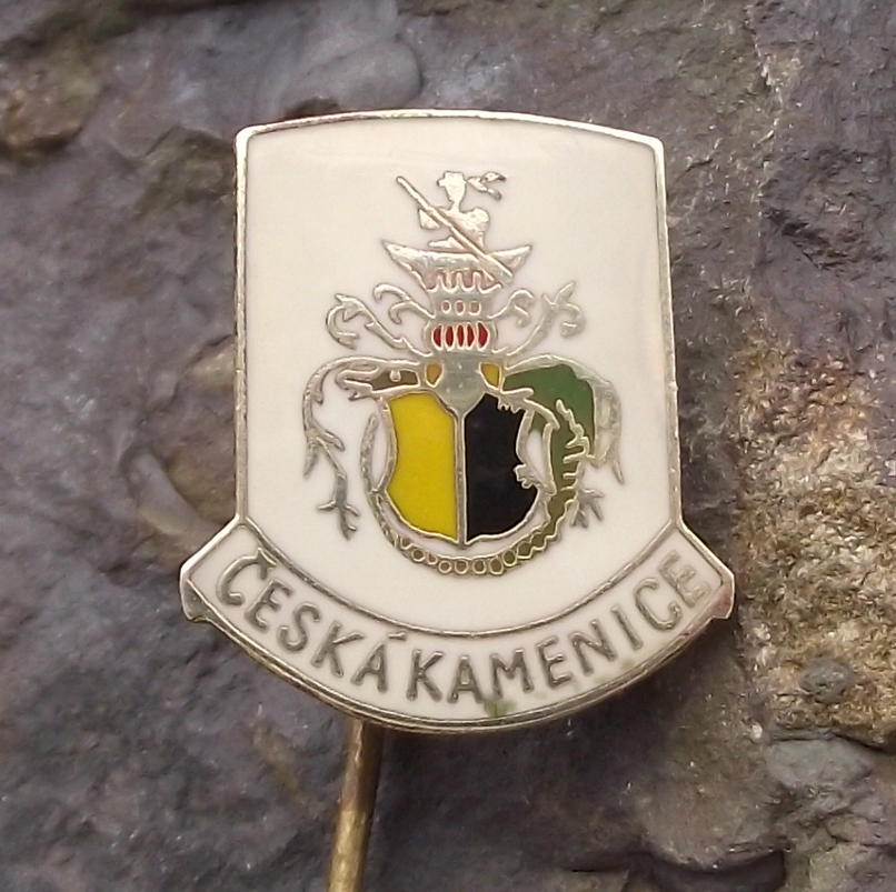 Vintage Česká Kamenice Czechoslovakia Coat of Arms Tourist Pin Badge