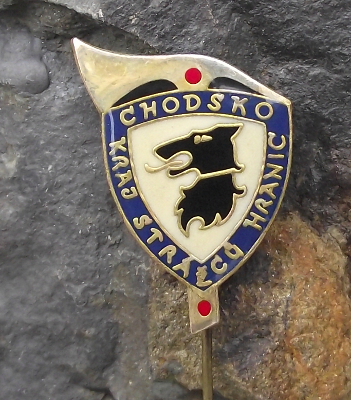 Vintage Chodsko Region of Border Guards Wolf Shield Axe Pin Badge