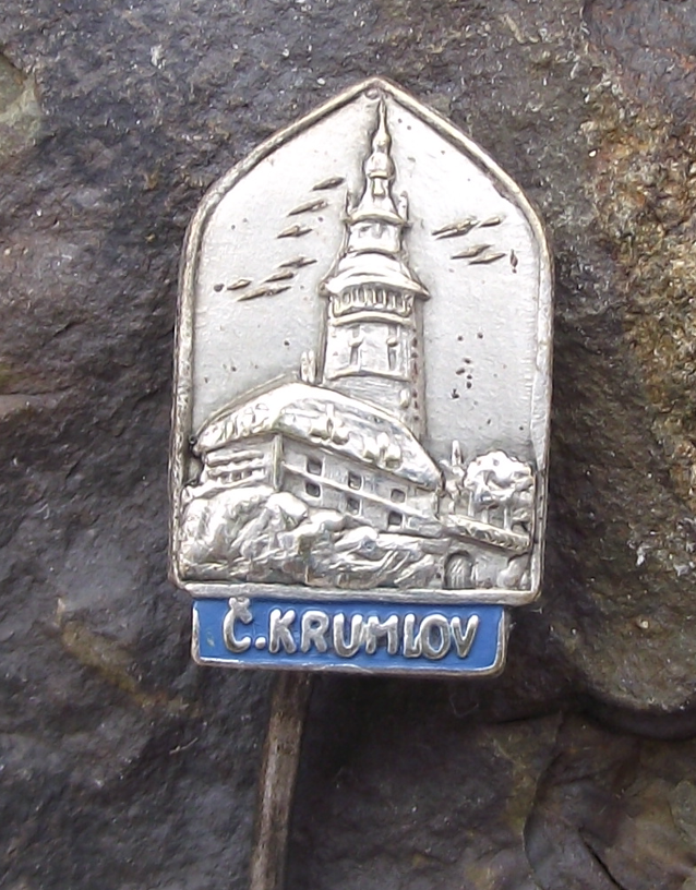 Vintage Český Krumlov Castle Tower UNESCO Tourist Site Souvenir Pin Badge