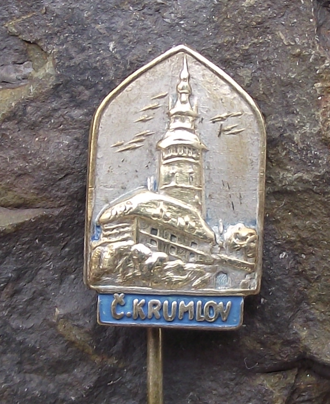 Vintage Český Krumlov Castle Tower UNESCO Tourist Site Souvenir Pin Badge