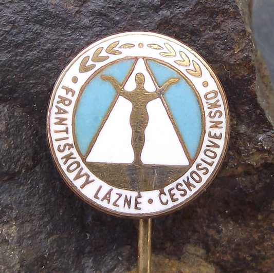 Vintage Františkovy Lázně Natural Spring Spa Resort Body Health Triangle Pin Badge