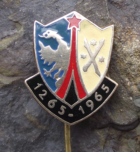 1965 Frýdek-Místek Heraldic Crest 700th Anniversary Coat of Arms Pin Badge