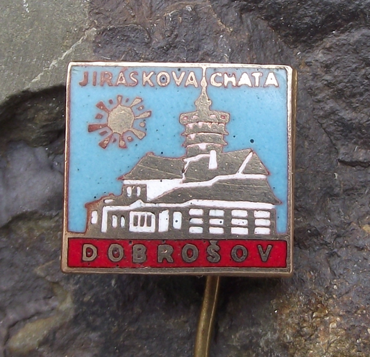 Vintage Dobrošov Jirásek’s Chata Lookout Tower and Lodge Tourist Pin Badge