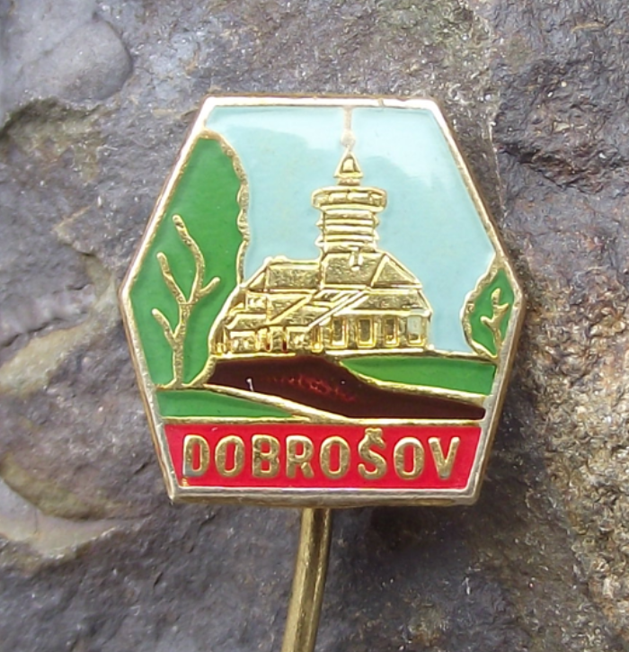 Vintage Dobrošov Jiraskova Chata Lookout Tower and Lodge Tourist Pin Badge