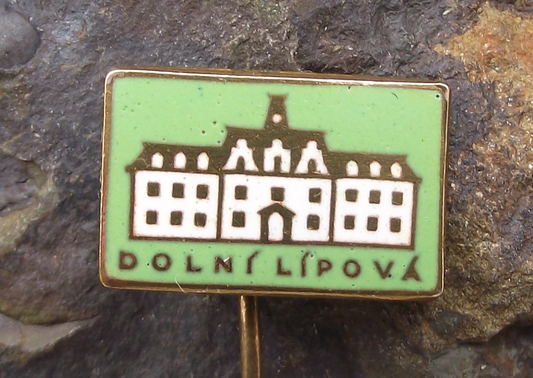Vintage Dolní Lipová Czech Spa Building City Souvenir Pin Badge