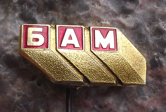 Vintage BAM Baikal Amur Soviet Rail Railway Russia Logo Pin Badge