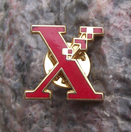 Vintage Rank Xerox Electronics Company Capital X Letter Pin Badge