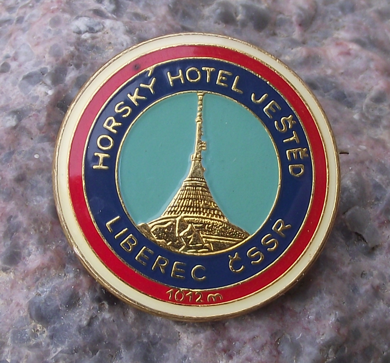 Vintage Mount Jested Tower CSSR 1012m Peak Mountain Hotel Liberec Pin Badge