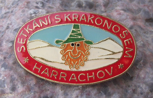 Vintage Harrachov Krkonoše National Park Mountains Meeting Pin Badge