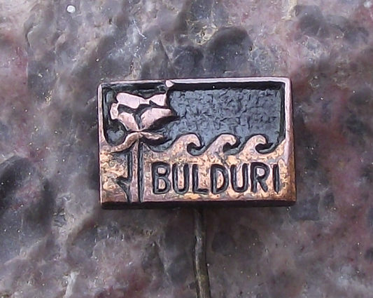 Vintage Bulduri Latvia Baltic Sea Resort Rose and Waves Motif Pin Badge