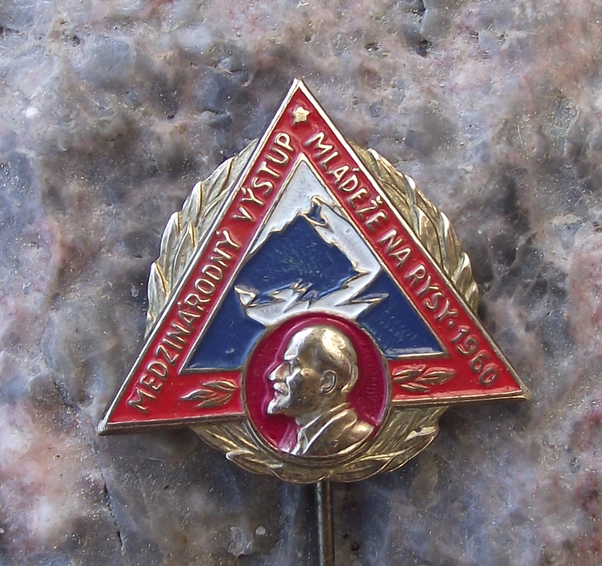 Vintage MVMR International Youth Ascent of Rysy Mountain Lenin Pin Badge