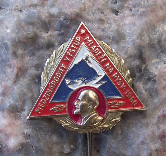 Vintage MVMR International Youth Ascent of Rysy Mountain Lenin Pin Badge