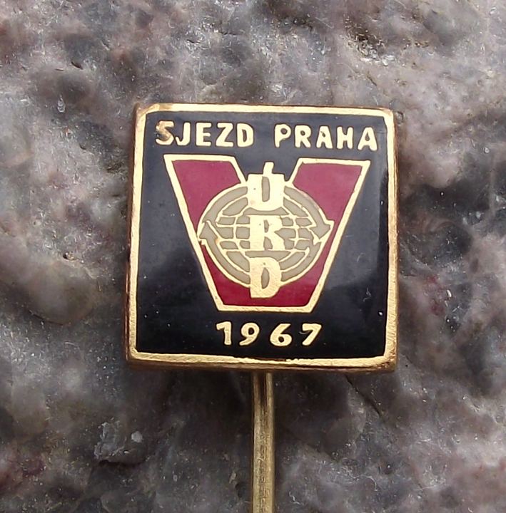 1967 Czechoslovakia URD International Trade Union Day 5th Prague Congress Pin Badge