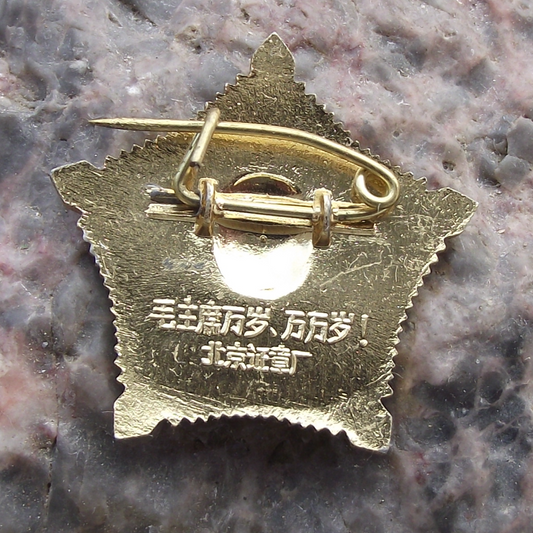 Vintage Chairman Mao Zedong China 10,000 Years Five Pointed Star Medal Pin Badge