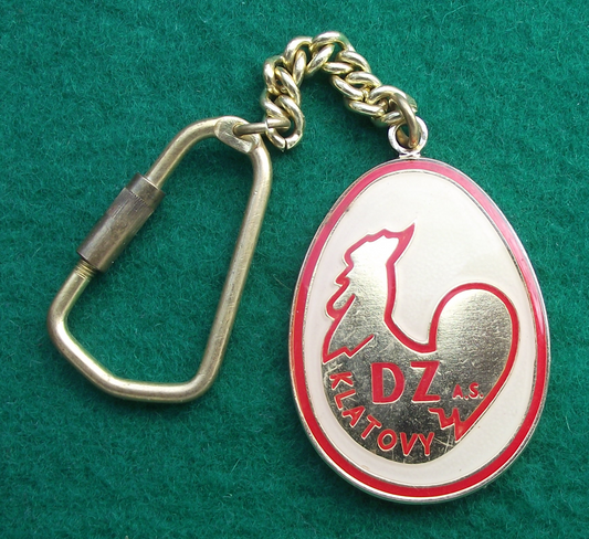 Vintage Egg Shaped Chicken Farming Company DZ Klatovy Key Chain Keyring