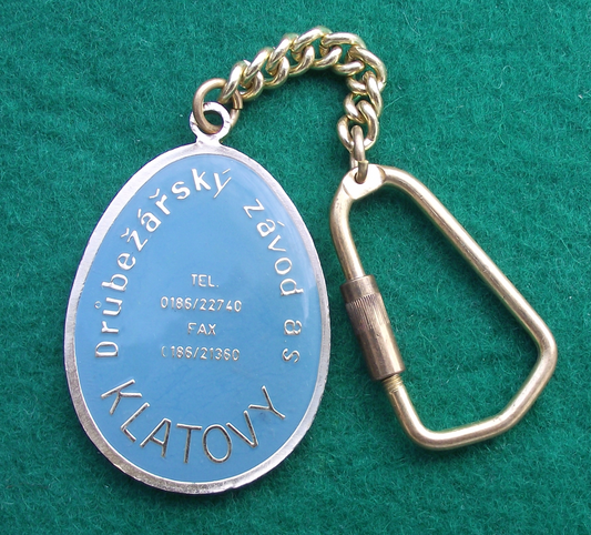 Vintage Egg Shaped Chicken Farming Company DZ Klatovy Key Chain Keyring