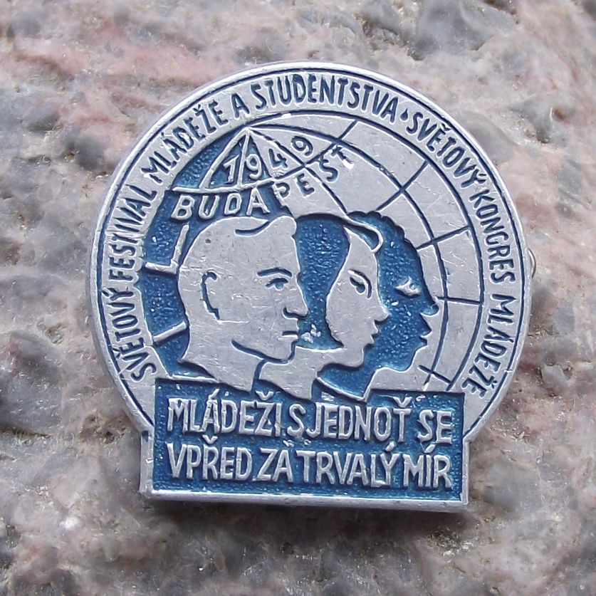 1949 Rare WFDY World Youth Festival Budapest Student Federation Pin Badge