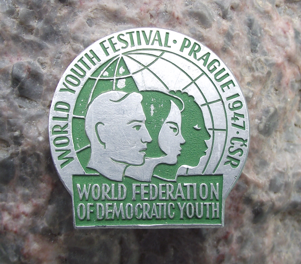 1947 Rare WFDY World Youth Festival Prague Student Federation Pin Badge