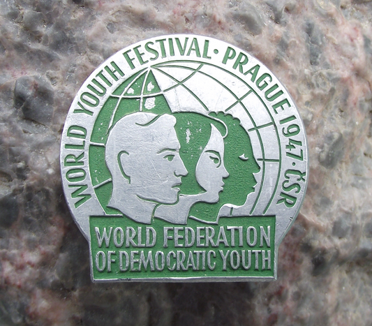 1947 Rare WFDY World Youth Festival Prague Student Federation Pin Badge