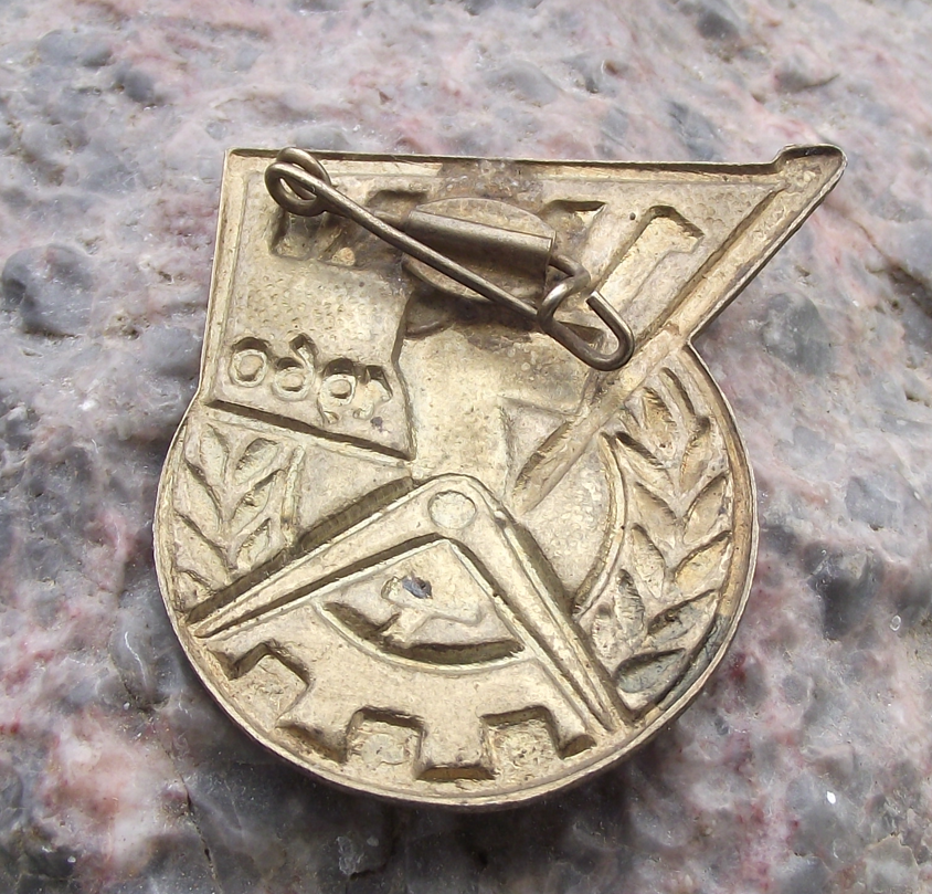 1960 East German DDR NAW National Workers May Day Red Flag Pin Badge