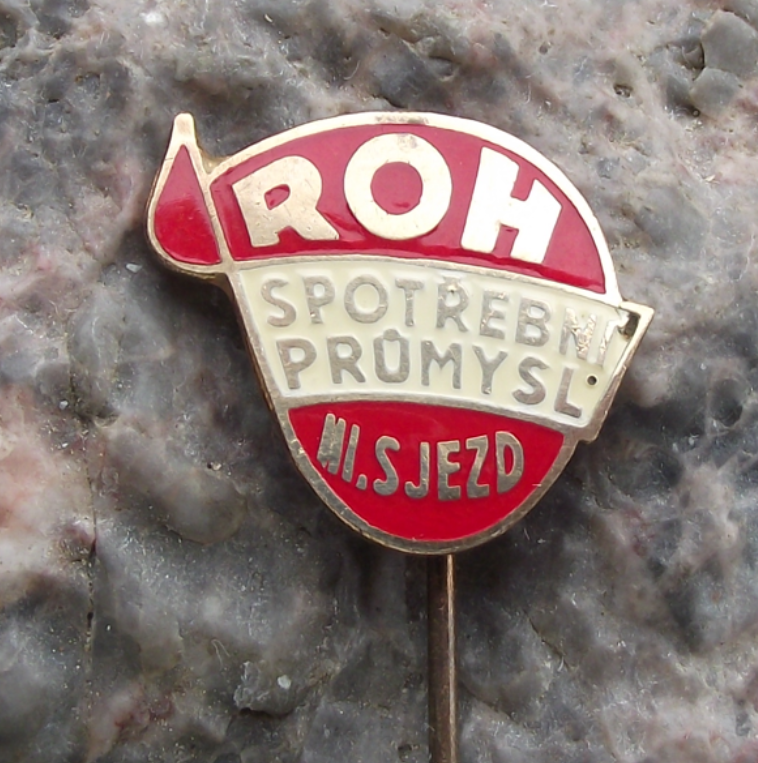 Vintage Czechoslovakia Consumer Goods 3rd Trade Union Meeting ROH Pin Badge