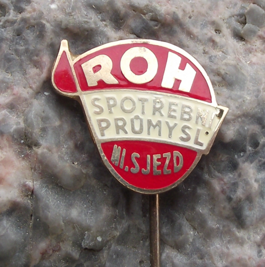 Vintage Czechoslovakia Consumer Goods 3rd Trade Union Meeting ROH Pin Badge
