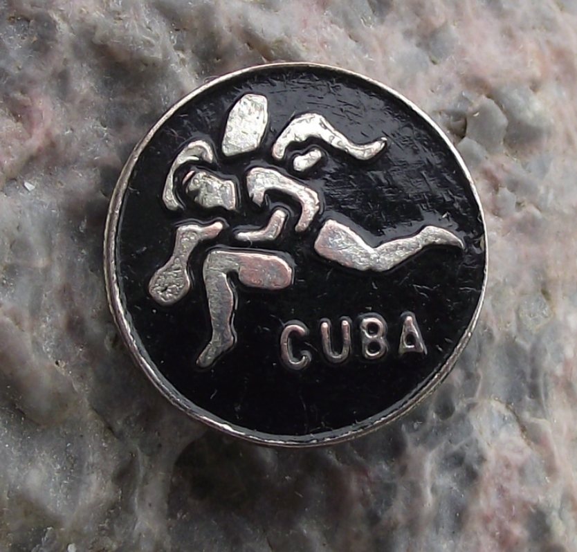Vintage Cuba INDER Cuban Wrestling Federation Sports Pin Badge