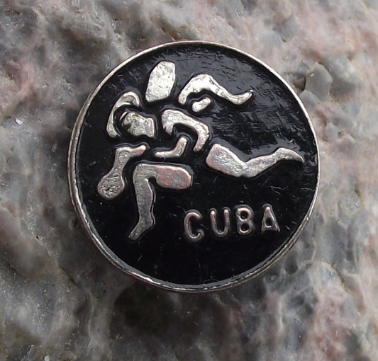 Vintage Cuba INDER Cuban Wrestling Federation Sports Pin Badge
