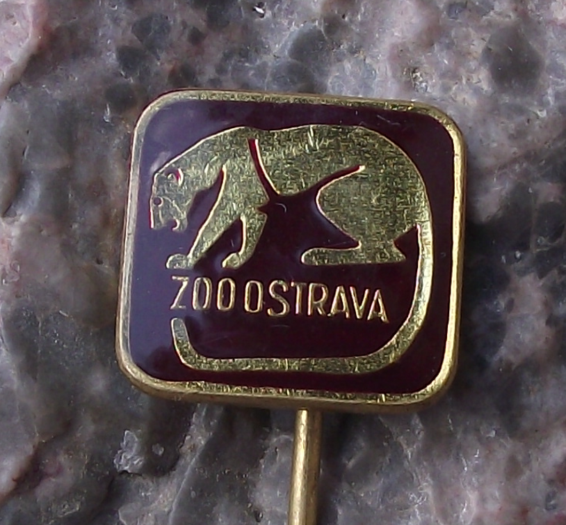 Vintage Ostrava Zoo Jaguarundi Conservation Big Cat Czechoslovakia Pin Badge
