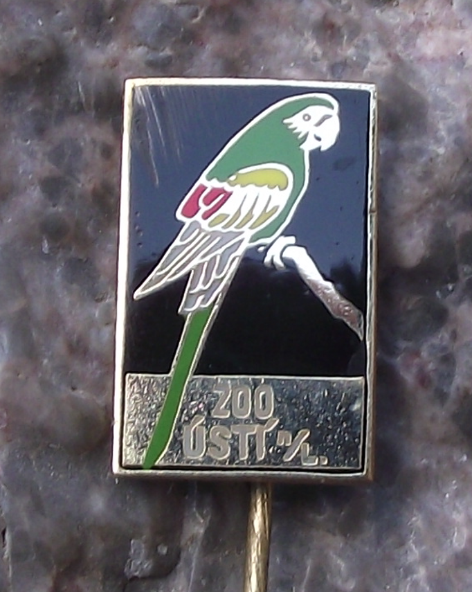 Vintage Usti nad Labem Zoo Blue Green African Macaw Parrot Bird Pin Badge