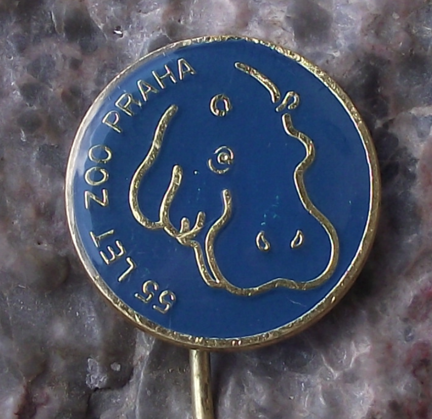 1986 Prague Zoo 55th Anniversary Hippopotamus Hippo Souvenir Pin Badge