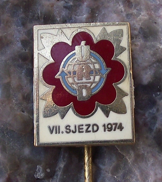 1974 Czechoslovakia URD International 7th Trade Union Day May 1st Pin Badge