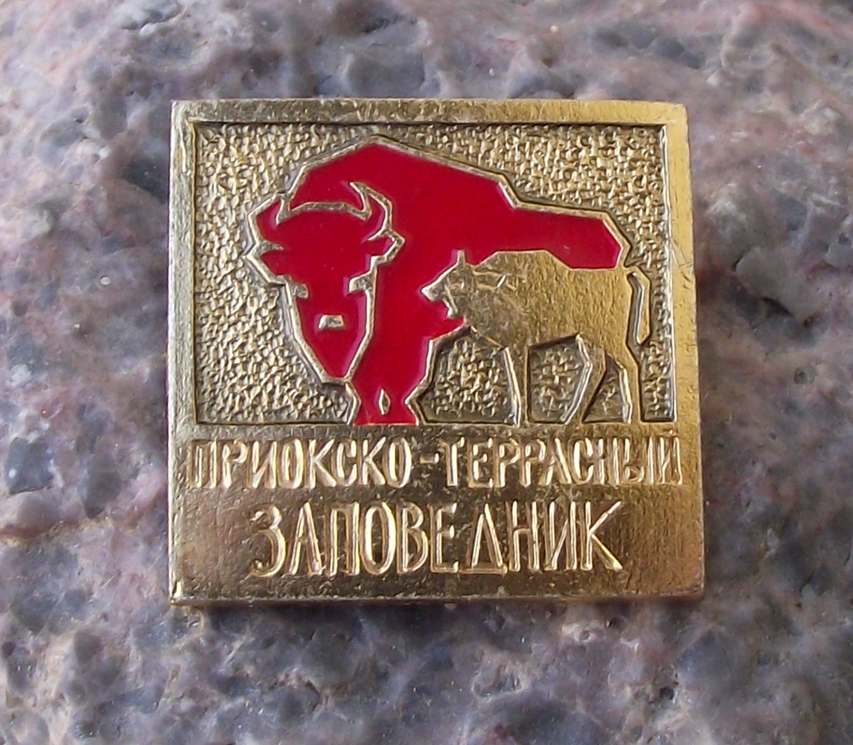 Vintage Prioksko-Terrasny Nature Reserve European Bison Herd Pin Badge
