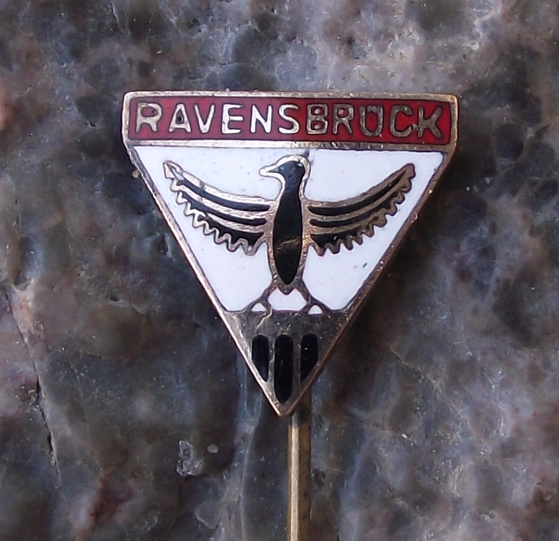 Vintage Ravensbruck Black Bird Crest Concentration Camp Memorial Pin Badge