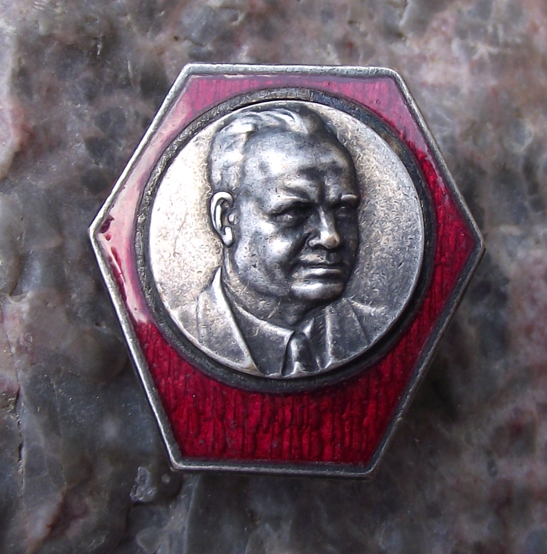 Vintage Karlis Ulmanis 4th President of Latvia Pin Badge