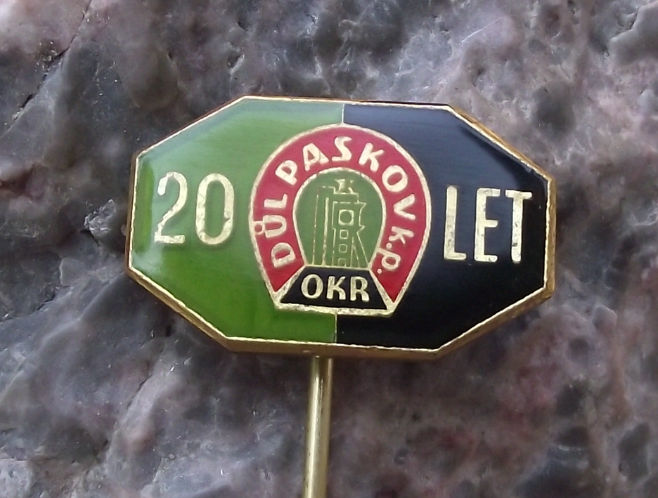 1985 OKR Důl Paskov Dul Coal Mine Frydek Mistek 20th Anniversary Pin Badge