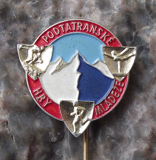 Vintage Tatra Mountains Youth Skiing and Sports Competition Mountains Pin Badge