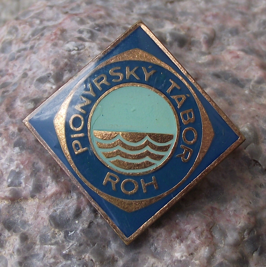 Vintage Czech Pioneer Pionyr Youth Camp Water Waves ROH Pin Badge