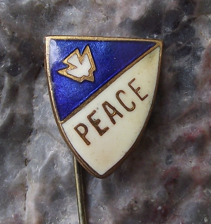 Vintage Soviet Union Russian White Dove Peace Message Shield Pin Badge