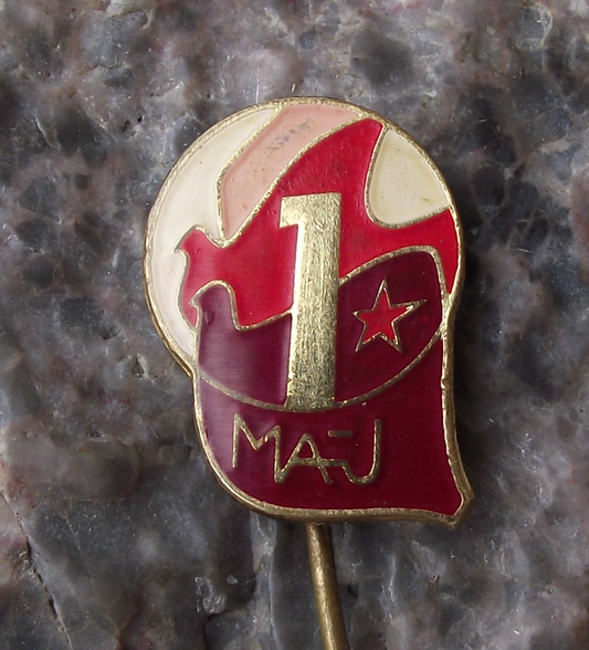 Vintage Czechoslovakia Mayday 1st May Red Star and Dove Pin Badge