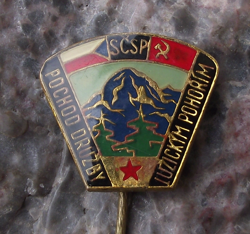 Vintage SCSP Lusatian Mountains Czech Soviet Friendship Hike Pin Badge