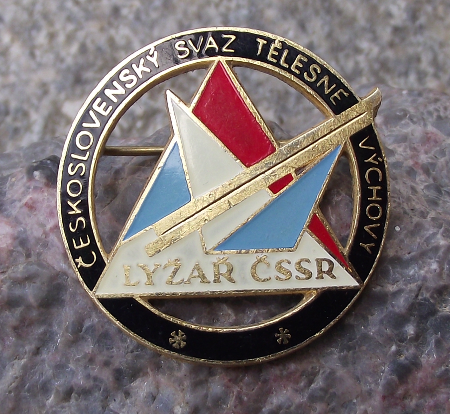 Vintage Czechoslovakia Skiing Association Physical Education Society Pin Badge