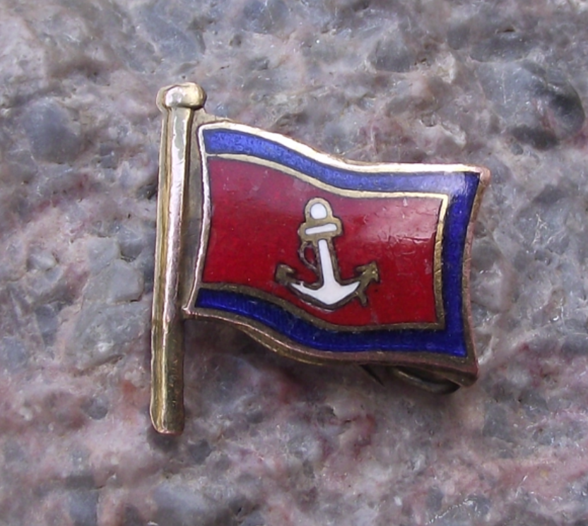 Vintage Deutsche Binnenreederei East Germany Shipping Company DDR Flag Pin Badge