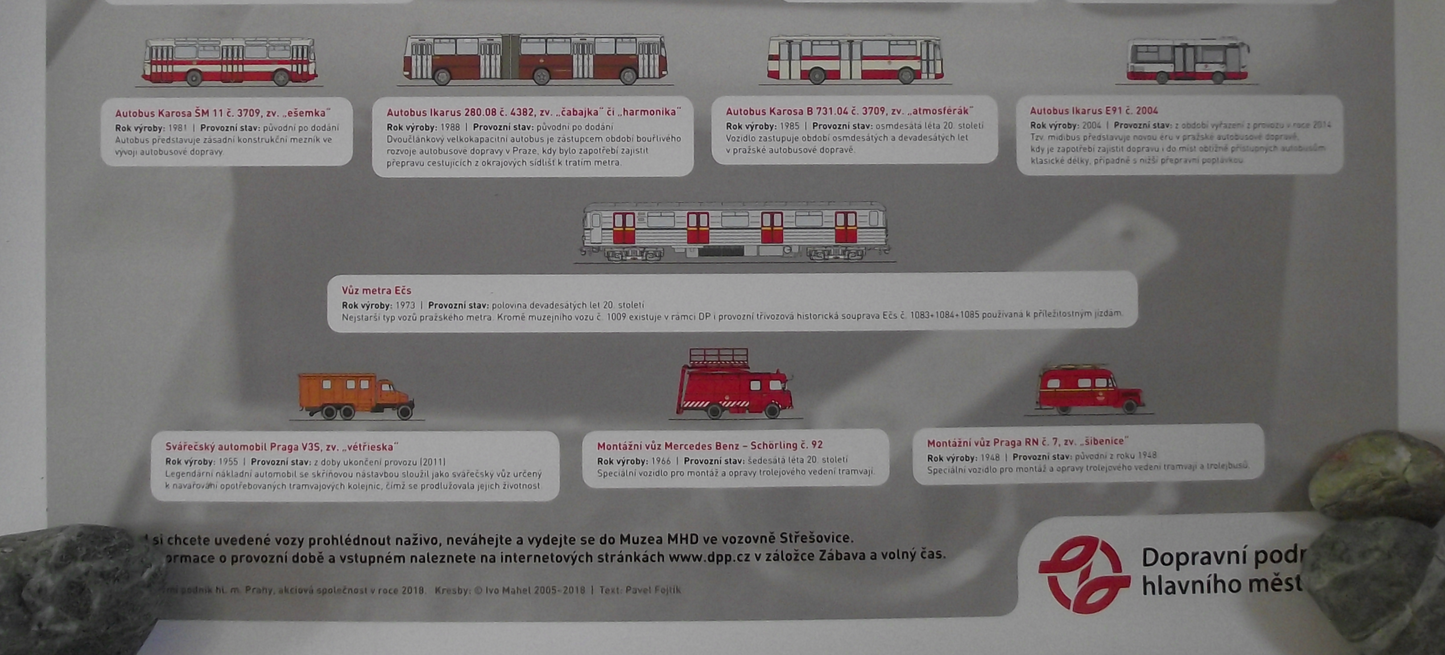 Rare Poster Prague Trolley Buses and Passenger Bus and Tram Transport New Unused